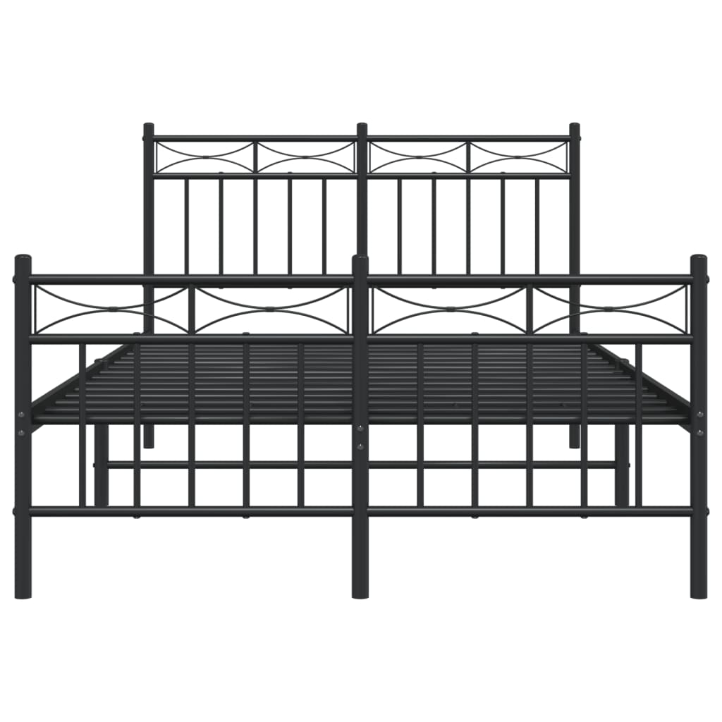 Bed frame with head and footboard metal black 120x200 cm