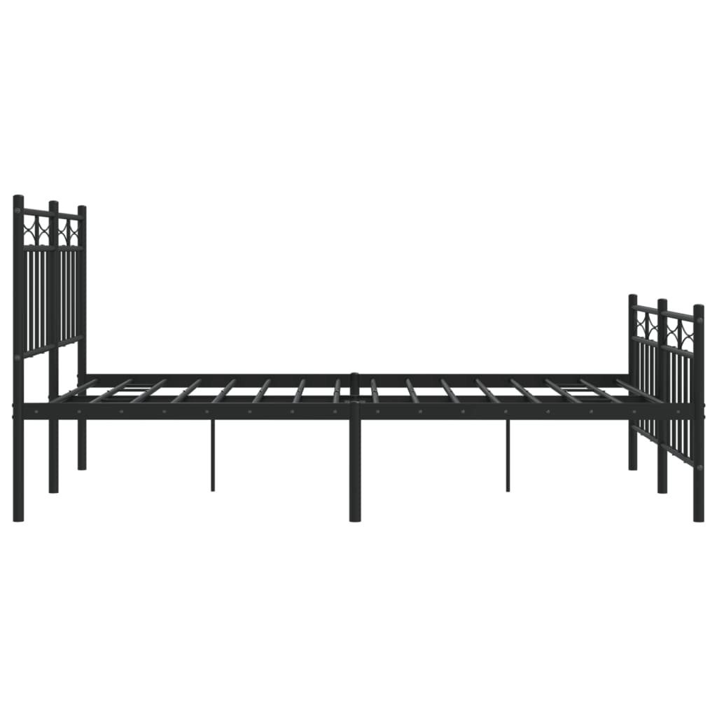 Bed frame with head and footboard metal black 120x200 cm