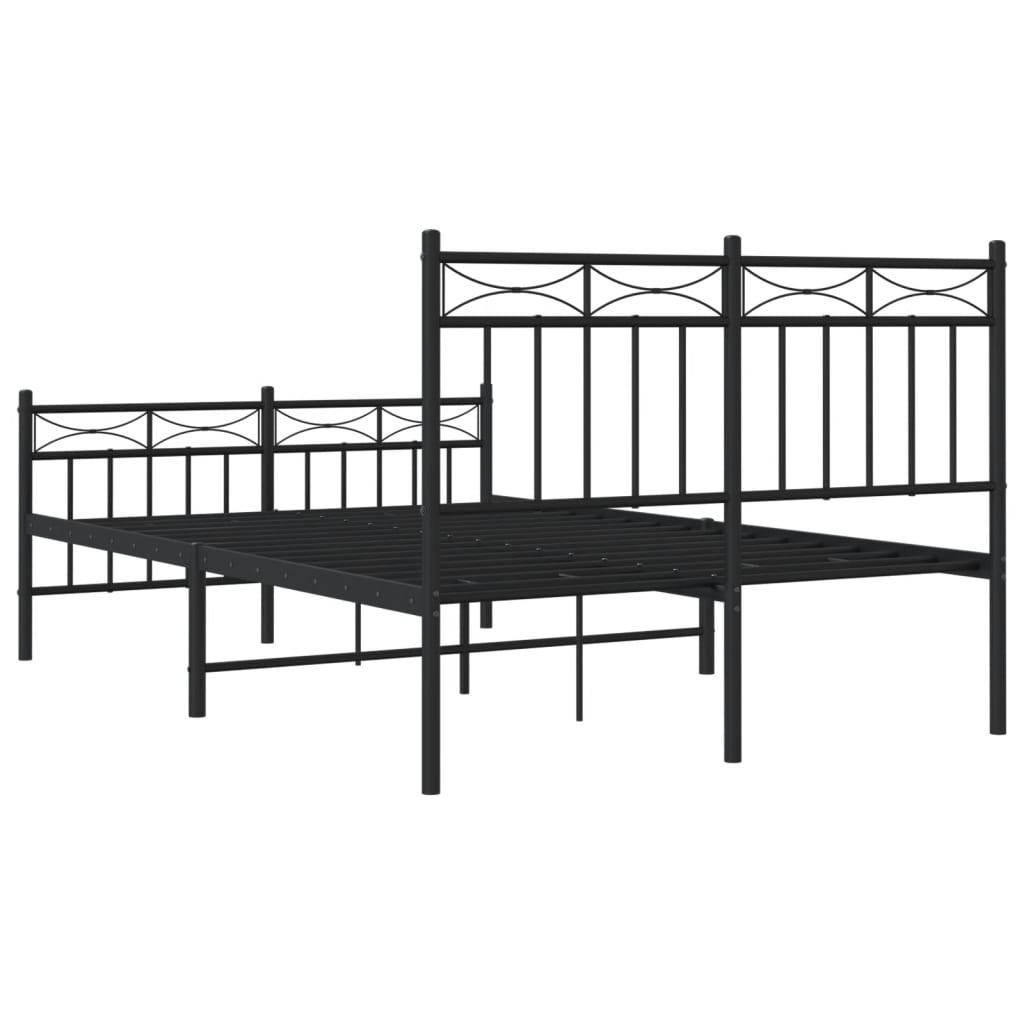 Bed frame with head and footboard metal black 120x200 cm