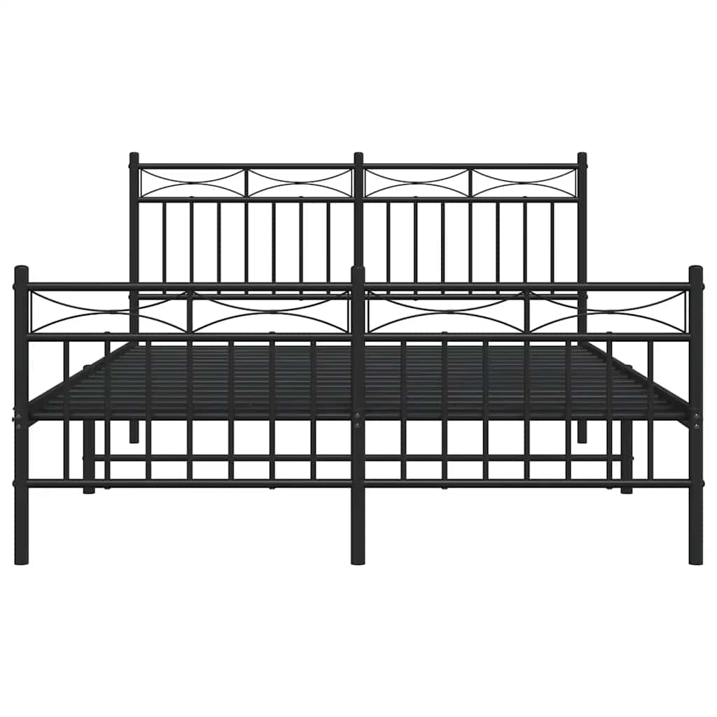 Bed frame with head and footboard metal black 135x190 cm