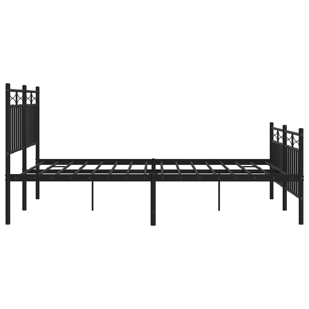 Bed frame with head and footboard metal black 135x190 cm