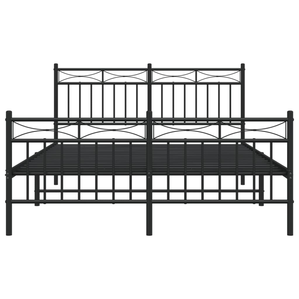 Bed frame with head and footboard metal black 140x190 cm