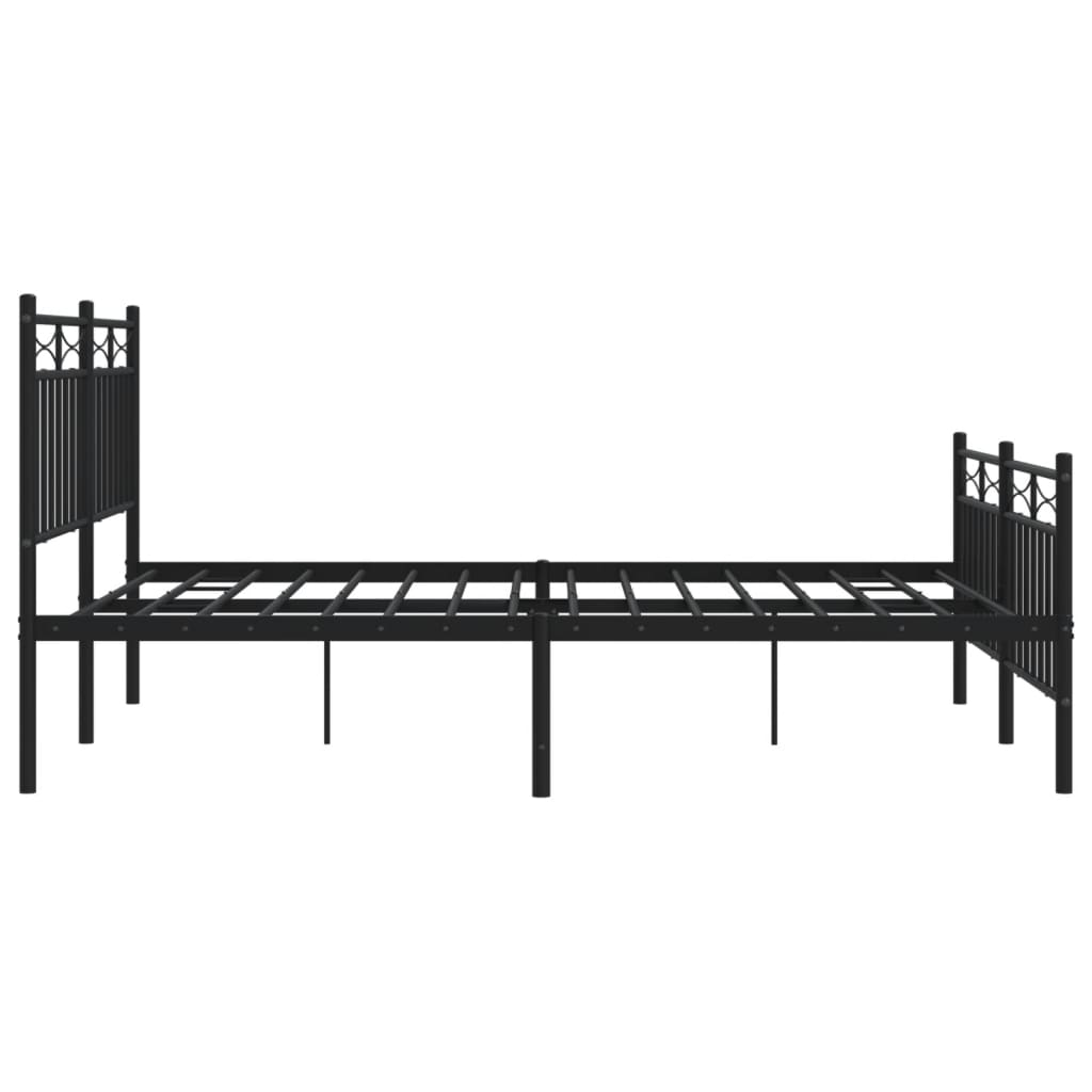 Bed frame with head and footboard metal black 140x190 cm