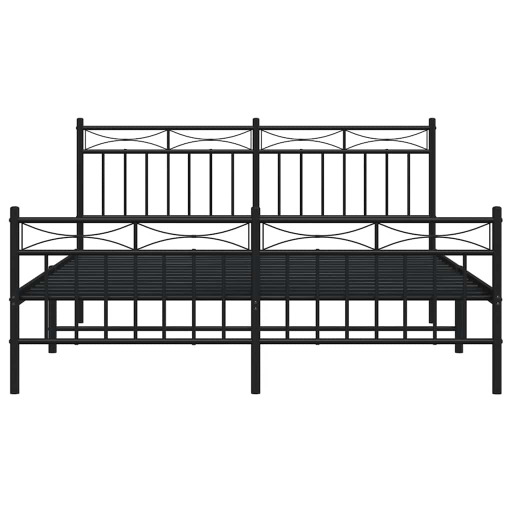 Bed frame with head and footboard metal black 150x200 cm