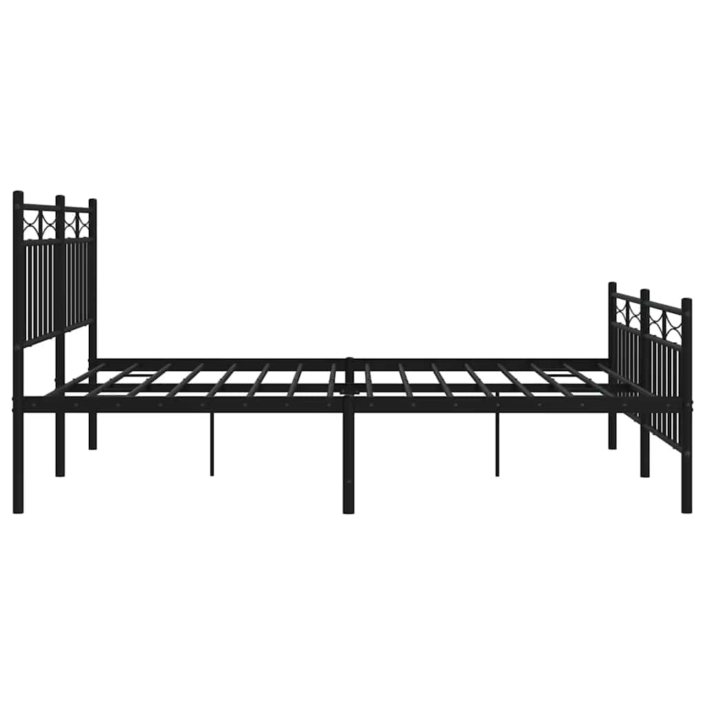 Bed frame with head and footboard metal black 150x200 cm