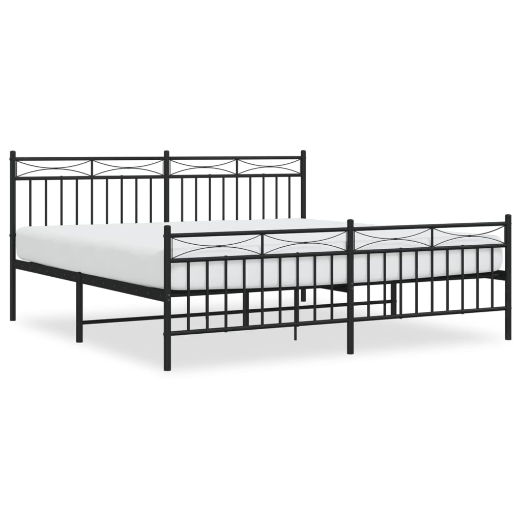 Metal bed without mattress with footboard Black 180x200 cm