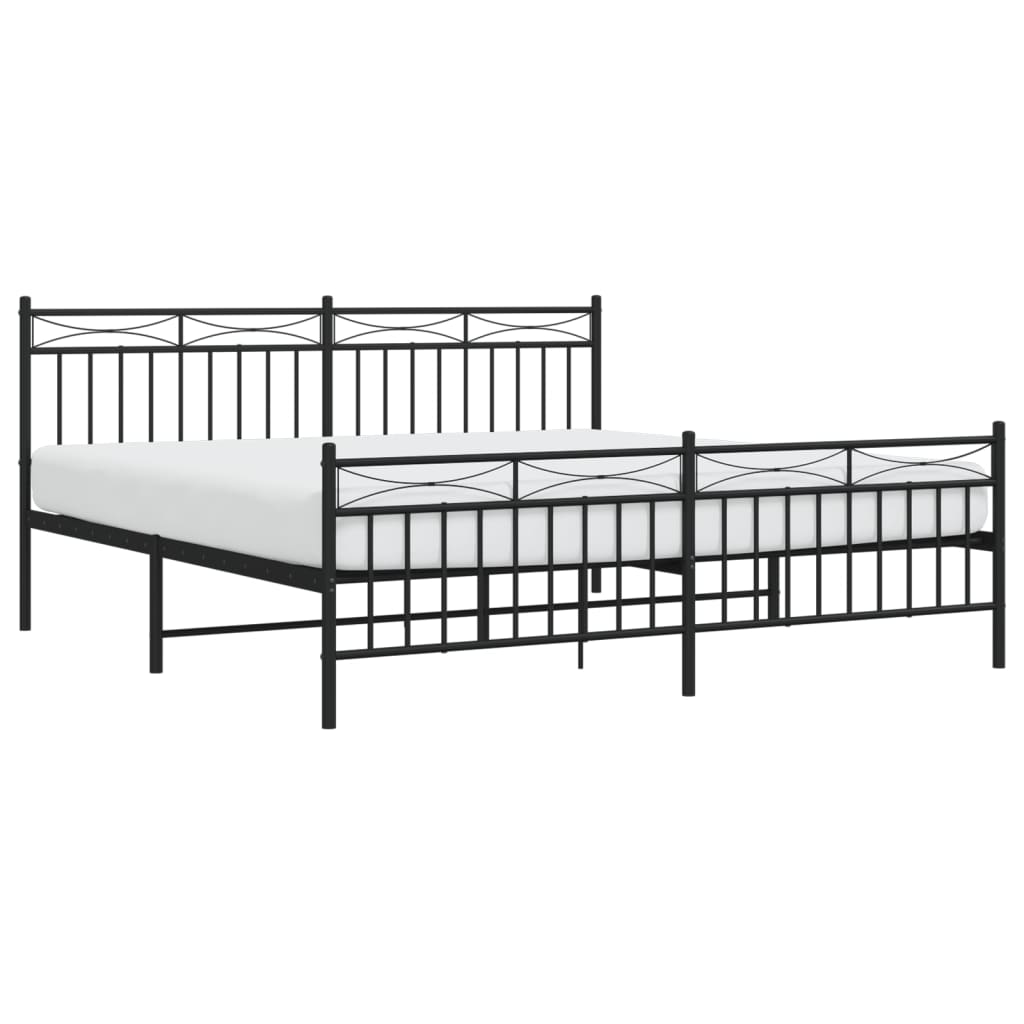 Metal bed without mattress with footboard Black 180x200 cm