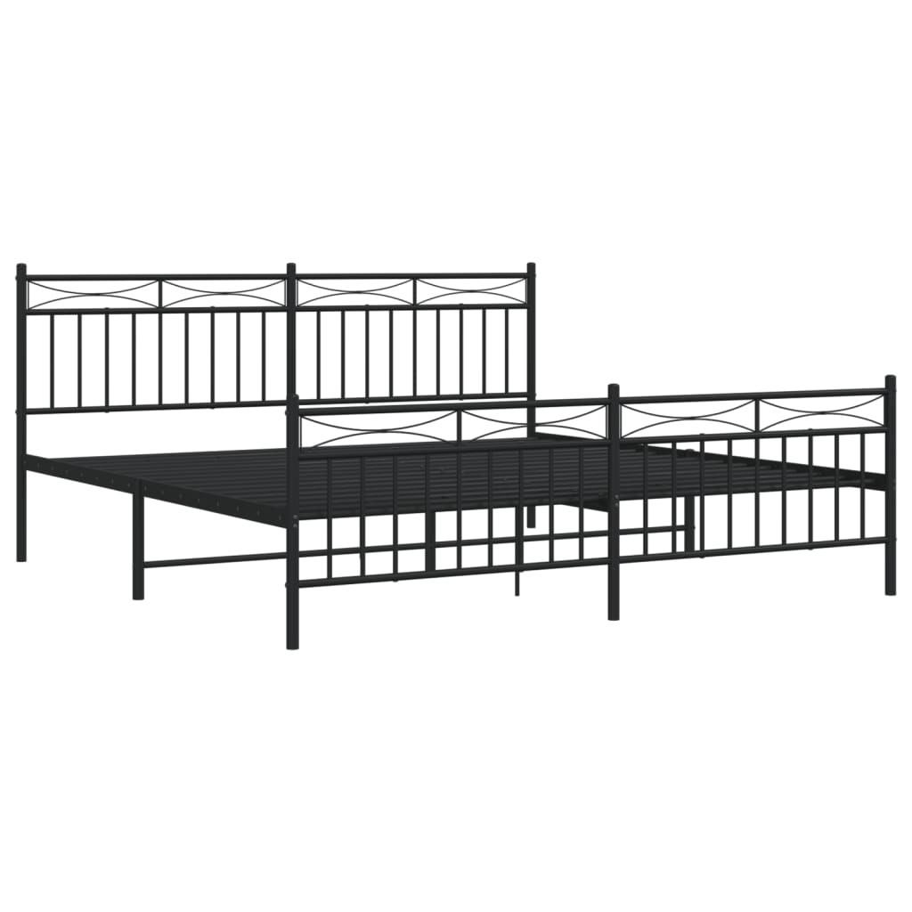 Metal bed without mattress with footboard Black 180x200 cm