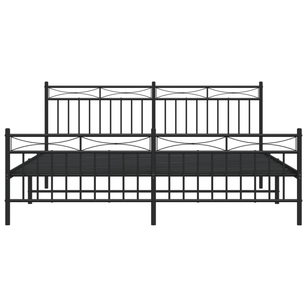 Metal bed without mattress with footboard Black 180x200 cm