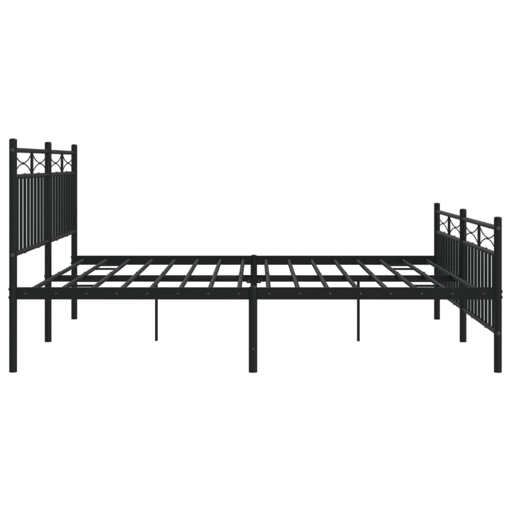 Metal bed without mattress with footboard Black 180x200 cm