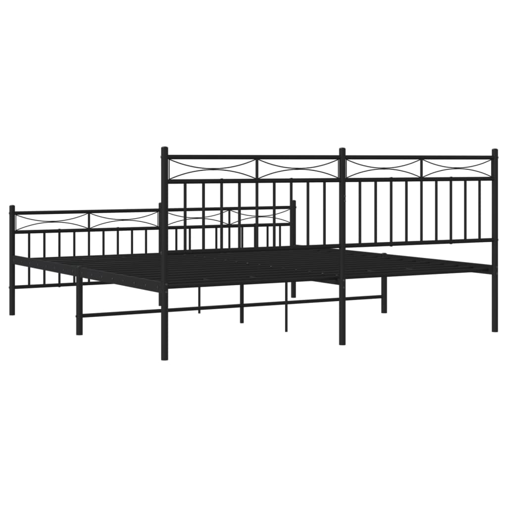 Metal bed without mattress with footboard Black 180x200 cm