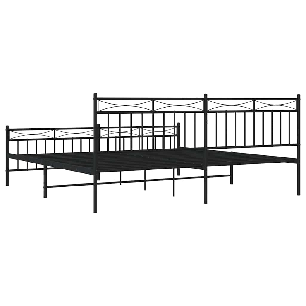 Bed frame with head and footboard metal black 193x203 cm