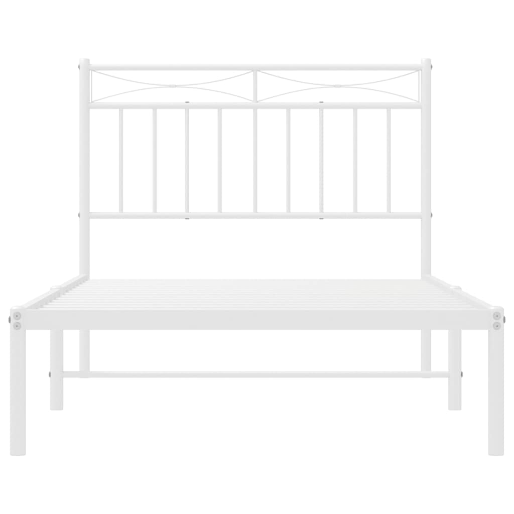 Bed frame with headboard metal white 100x190 cm