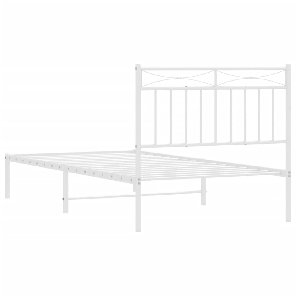 Bed frame with headboard metal white 100x190 cm