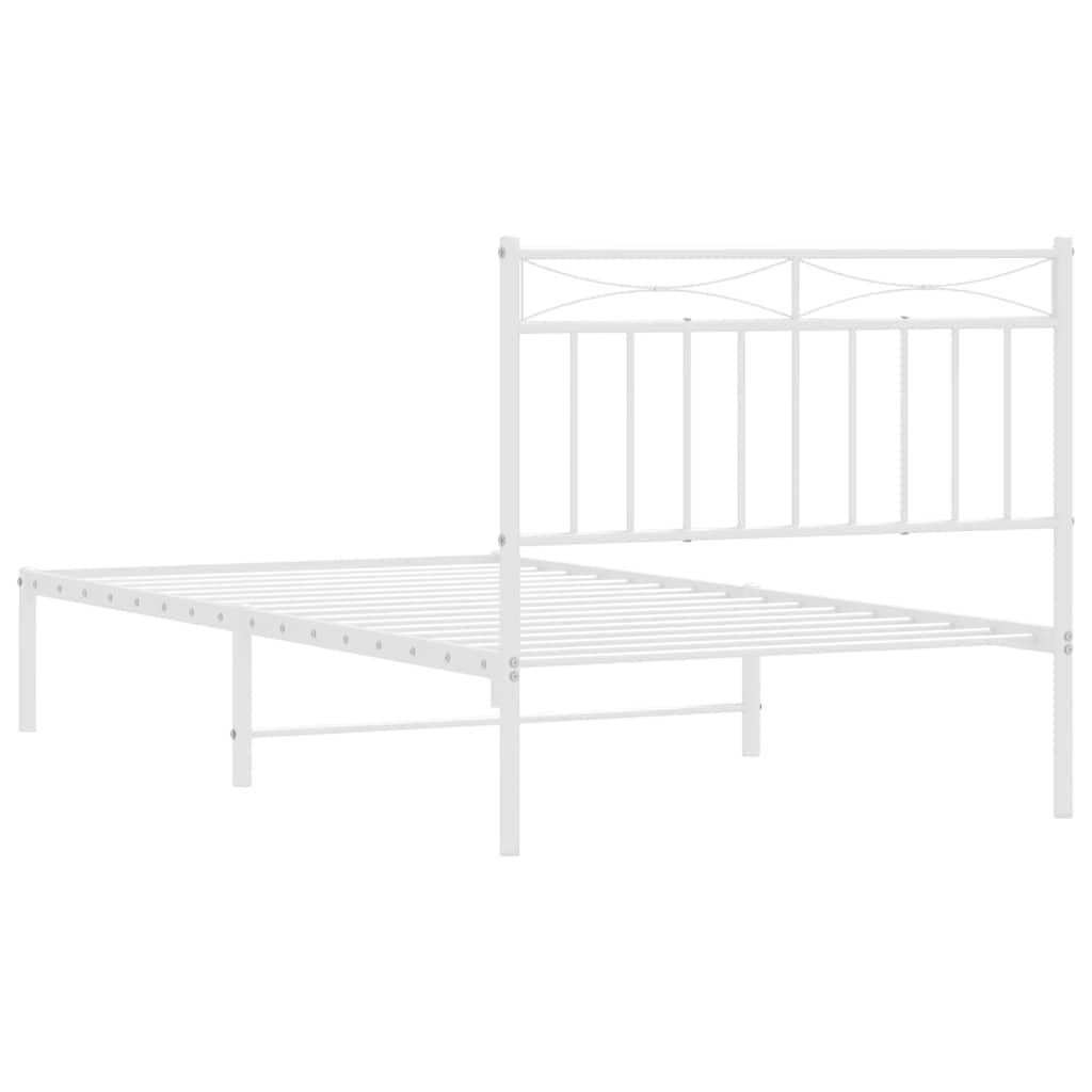 Bed frame with headboard metal white 100x190 cm