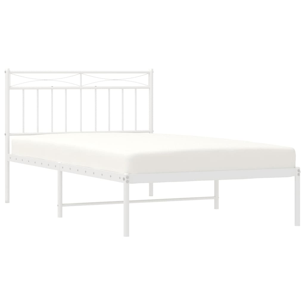 Bed frame with headboard metal white 107x203 cm