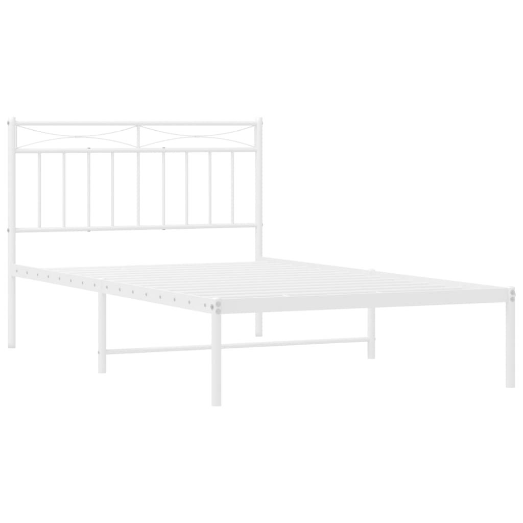 Bed frame with headboard metal white 107x203 cm