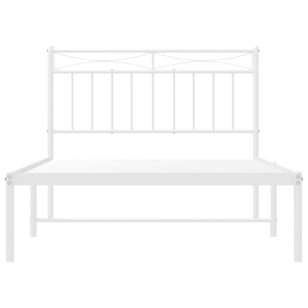 Bed frame with headboard metal white 107x203 cm