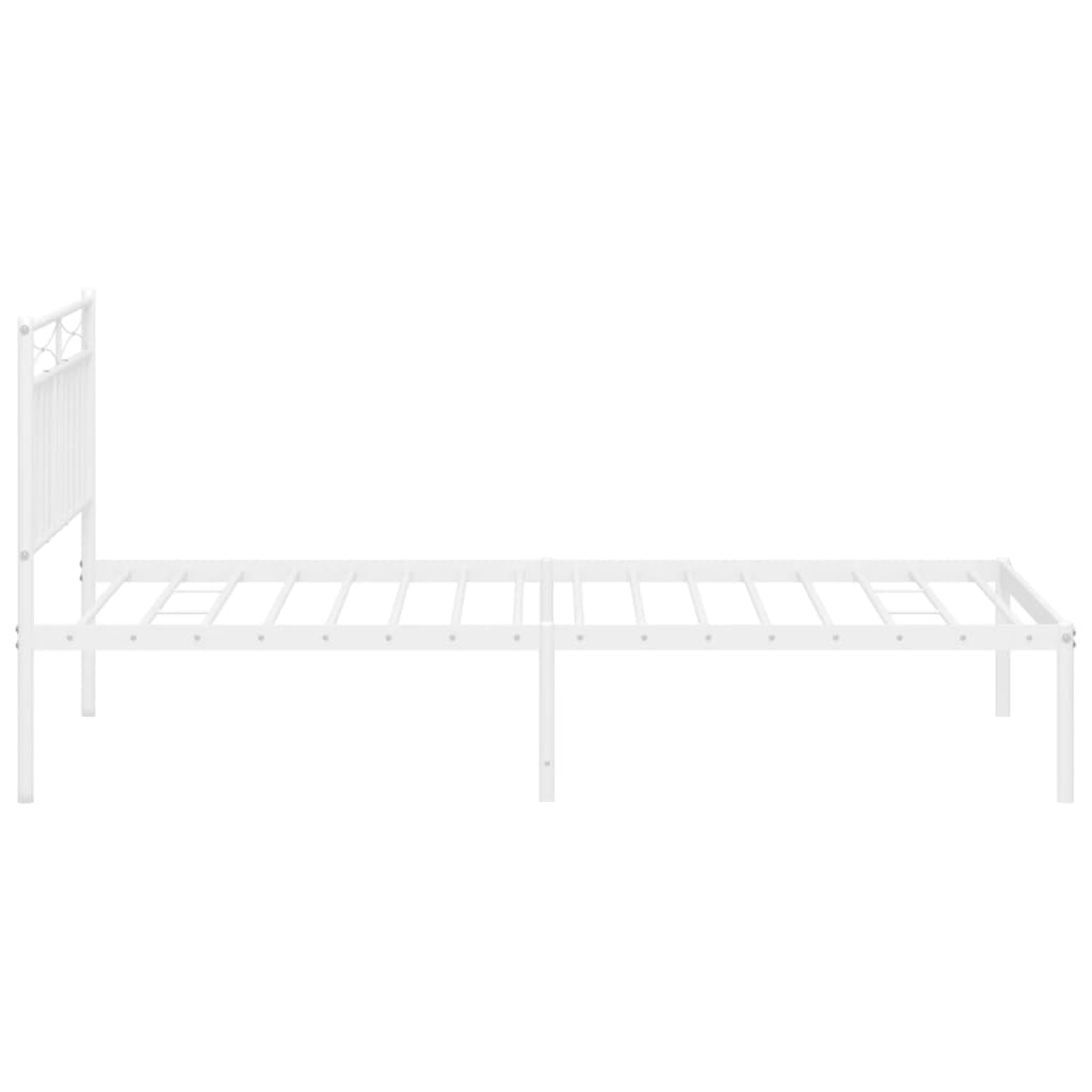 Bed frame with headboard metal white 107x203 cm