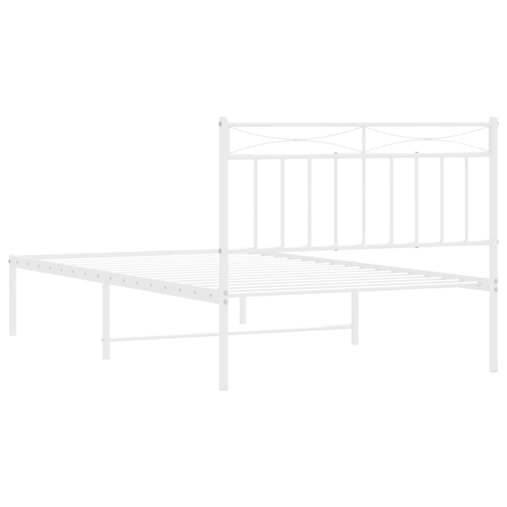 Bed frame with headboard metal white 107x203 cm