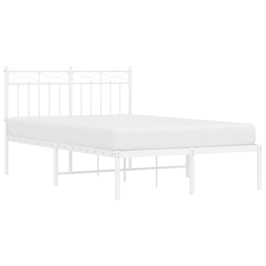 Bed frame with headboard metal white 120x190 cm