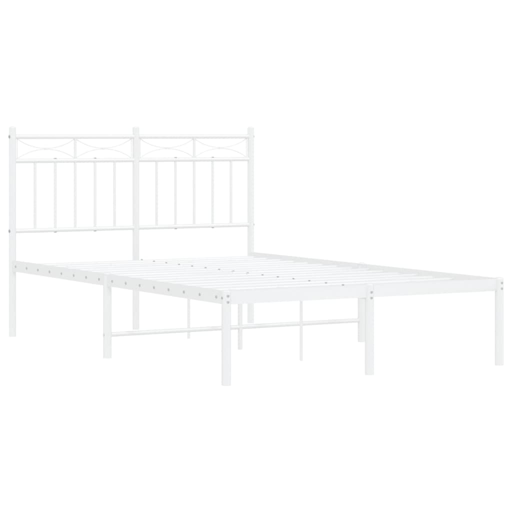 Bed frame with headboard metal white 120x190 cm