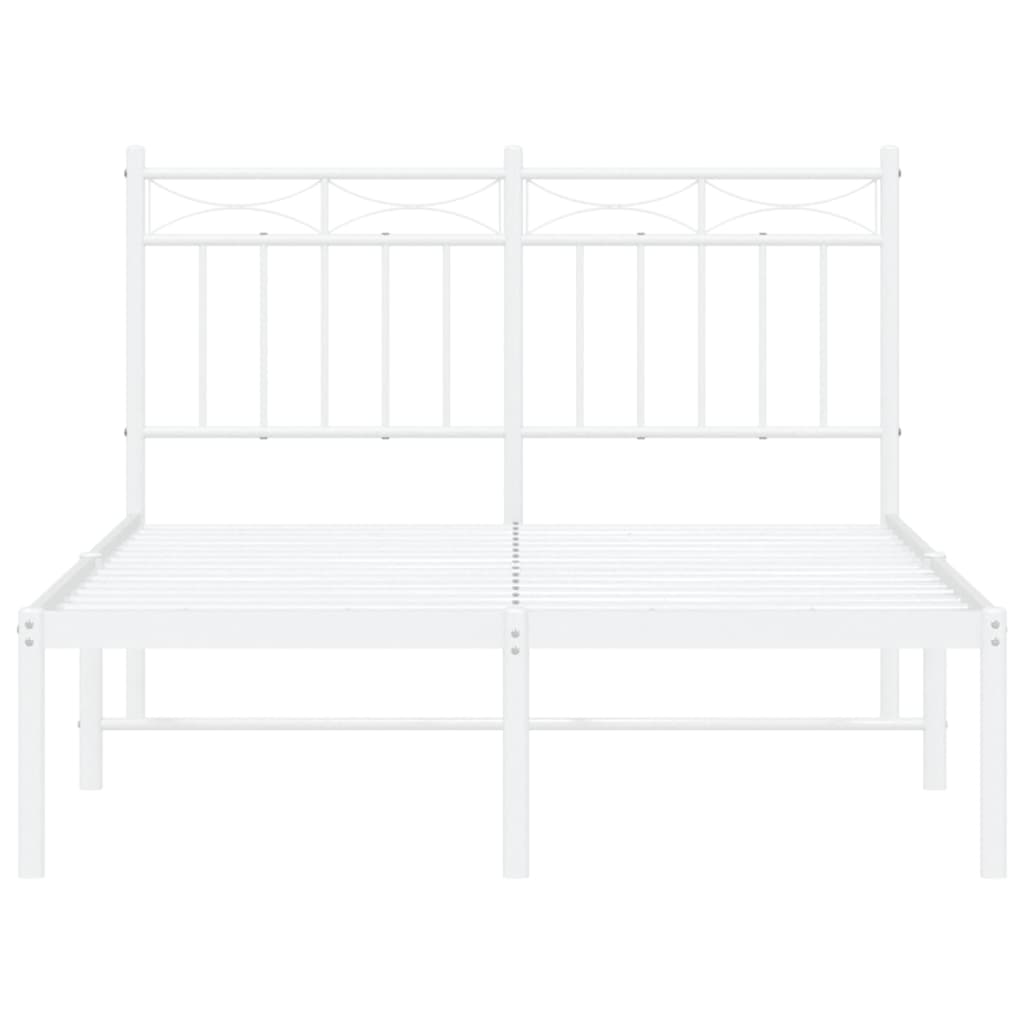 Bed frame with headboard metal white 120x190 cm