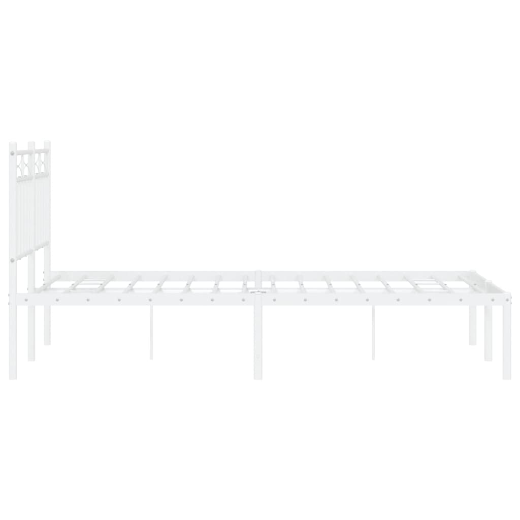 Bed frame with headboard metal white 120x190 cm