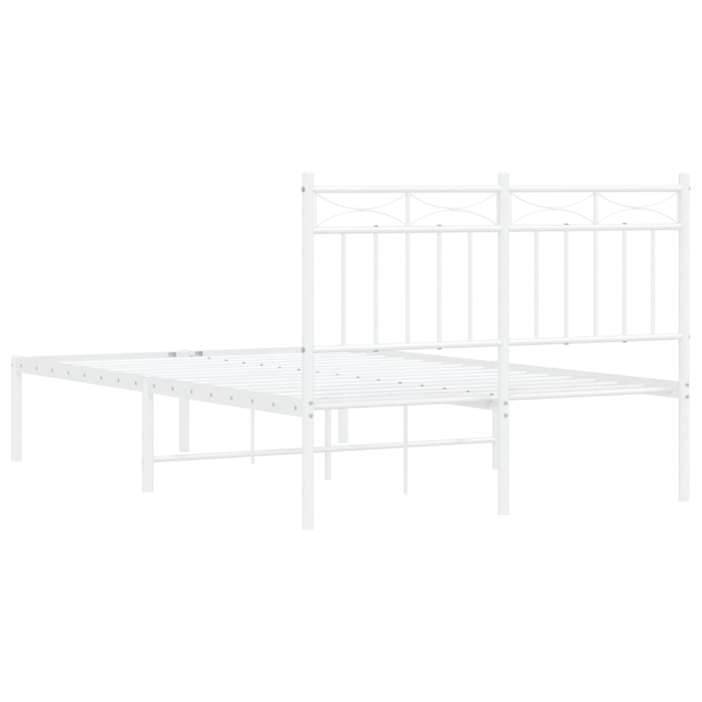 Bed frame with headboard metal white 120x190 cm