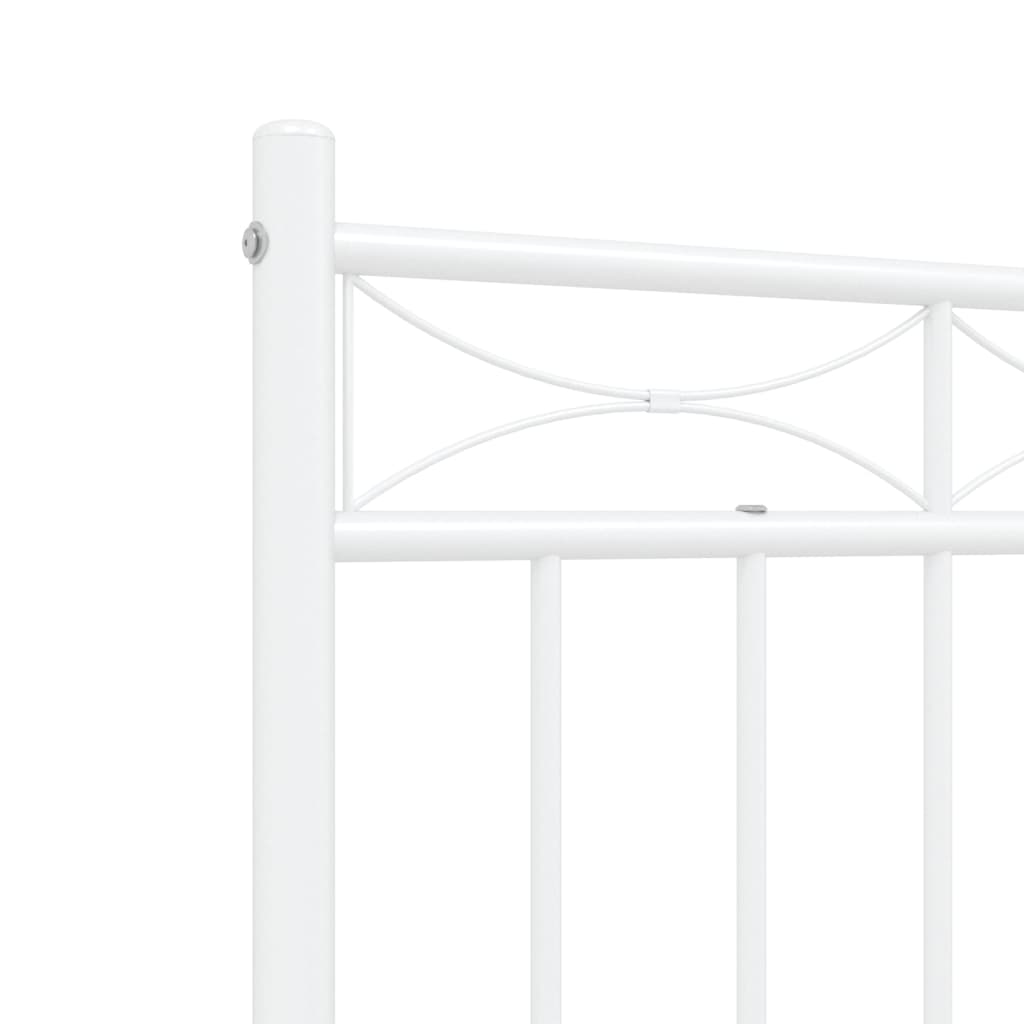 Bed frame with headboard metal white 120x190 cm