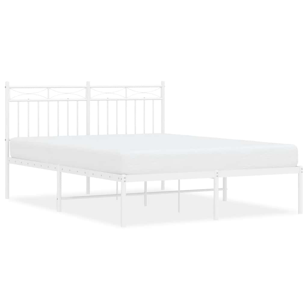 Bed frame with headboard metal white 135x190 cm