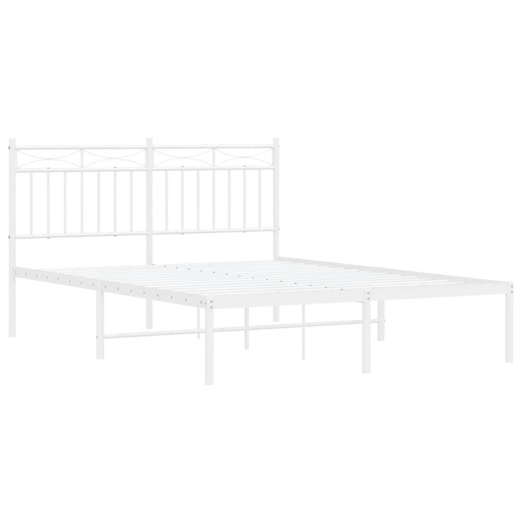 Bed frame with headboard metal white 135x190 cm