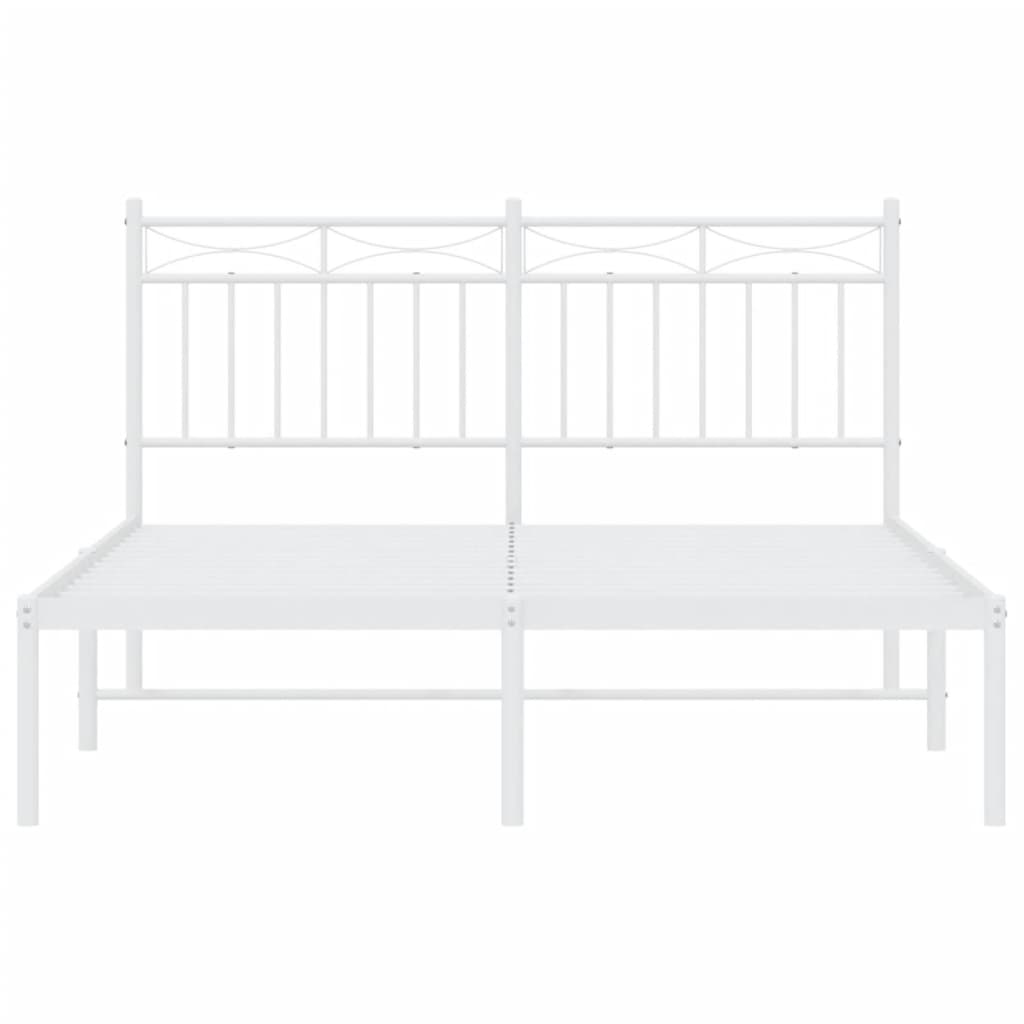 Bed frame with headboard metal white 135x190 cm