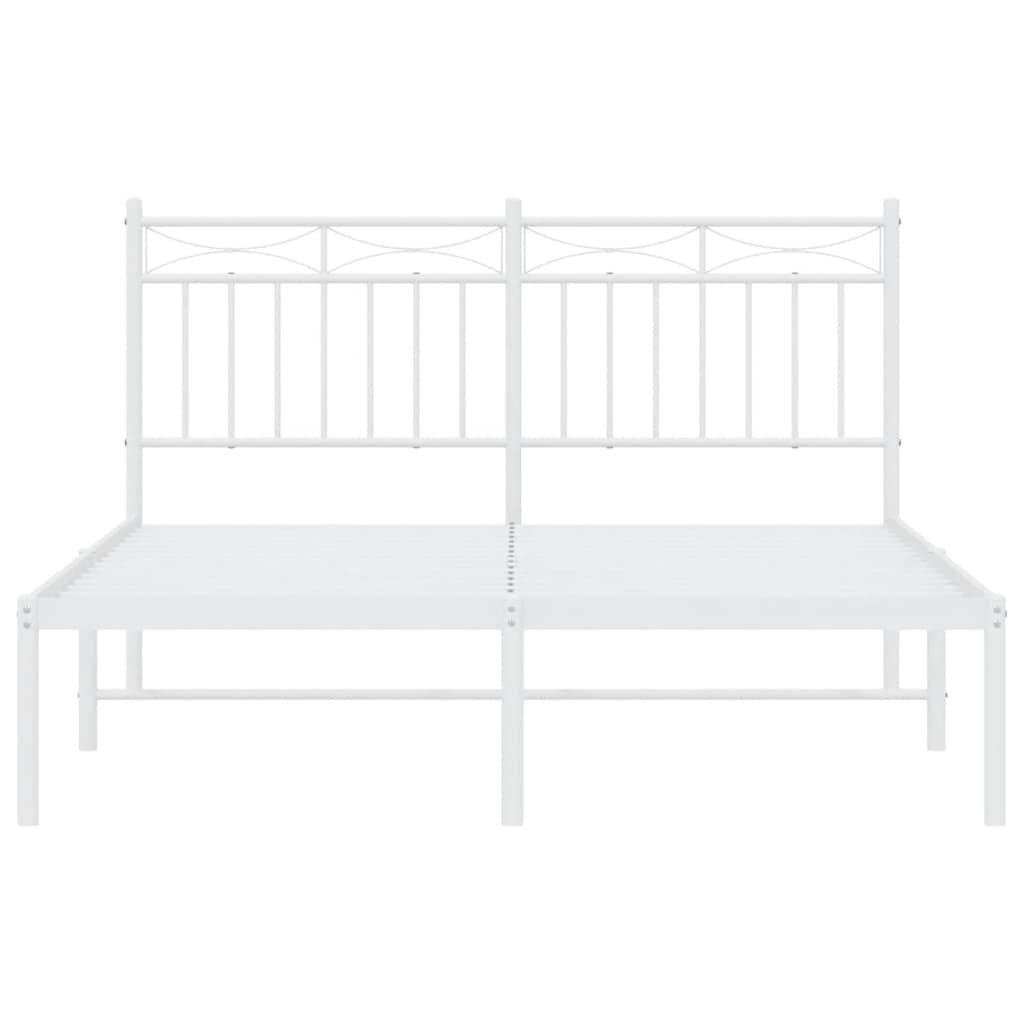 Bed frame with headboard metal white 135x190 cm