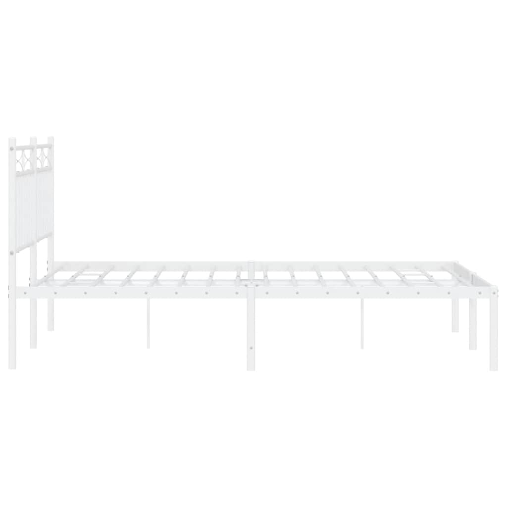 Bed frame with headboard metal white 135x190 cm