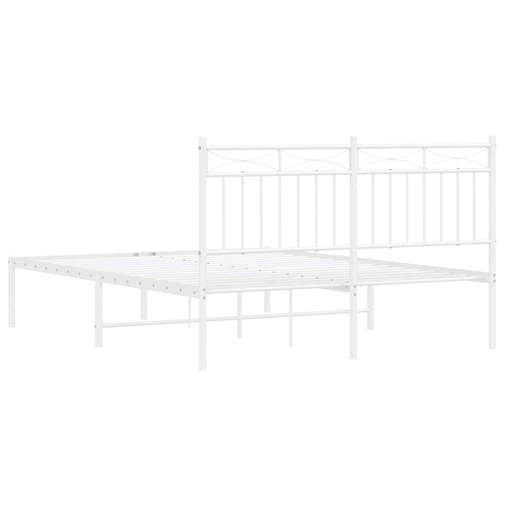 Bed frame with headboard metal white 135x190 cm