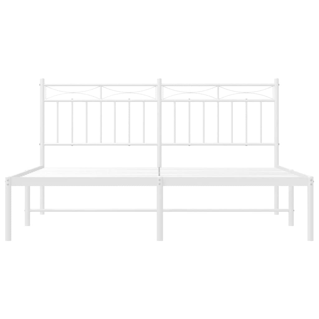 Bed frame with headboard metal white 150x200 cm