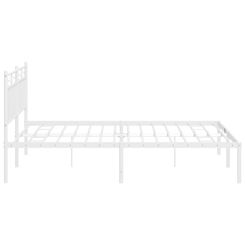 Bed frame with headboard metal white 150x200 cm