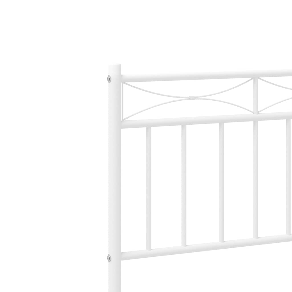 Bed frame with headboard metal white 150x200 cm