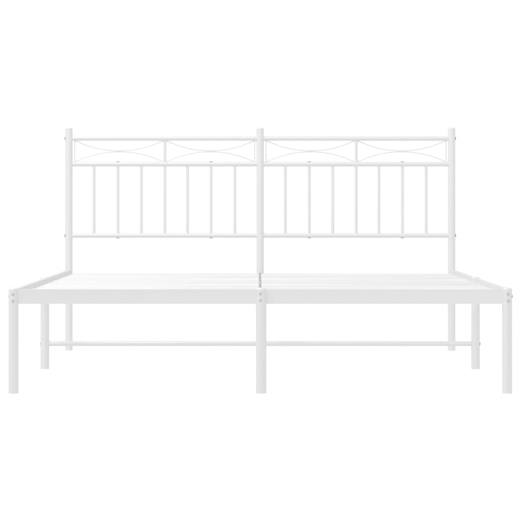 Bed frame with headboard metal white 160x200 cm