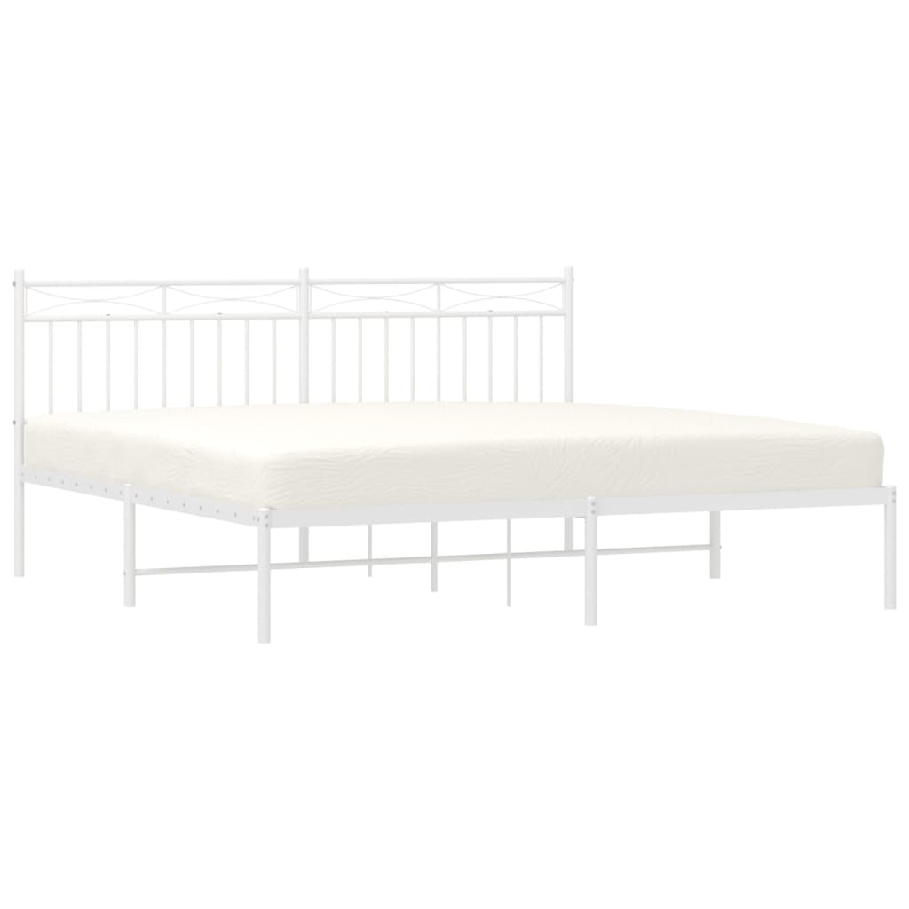 Bed frame with headboard metal white 180x200 cm