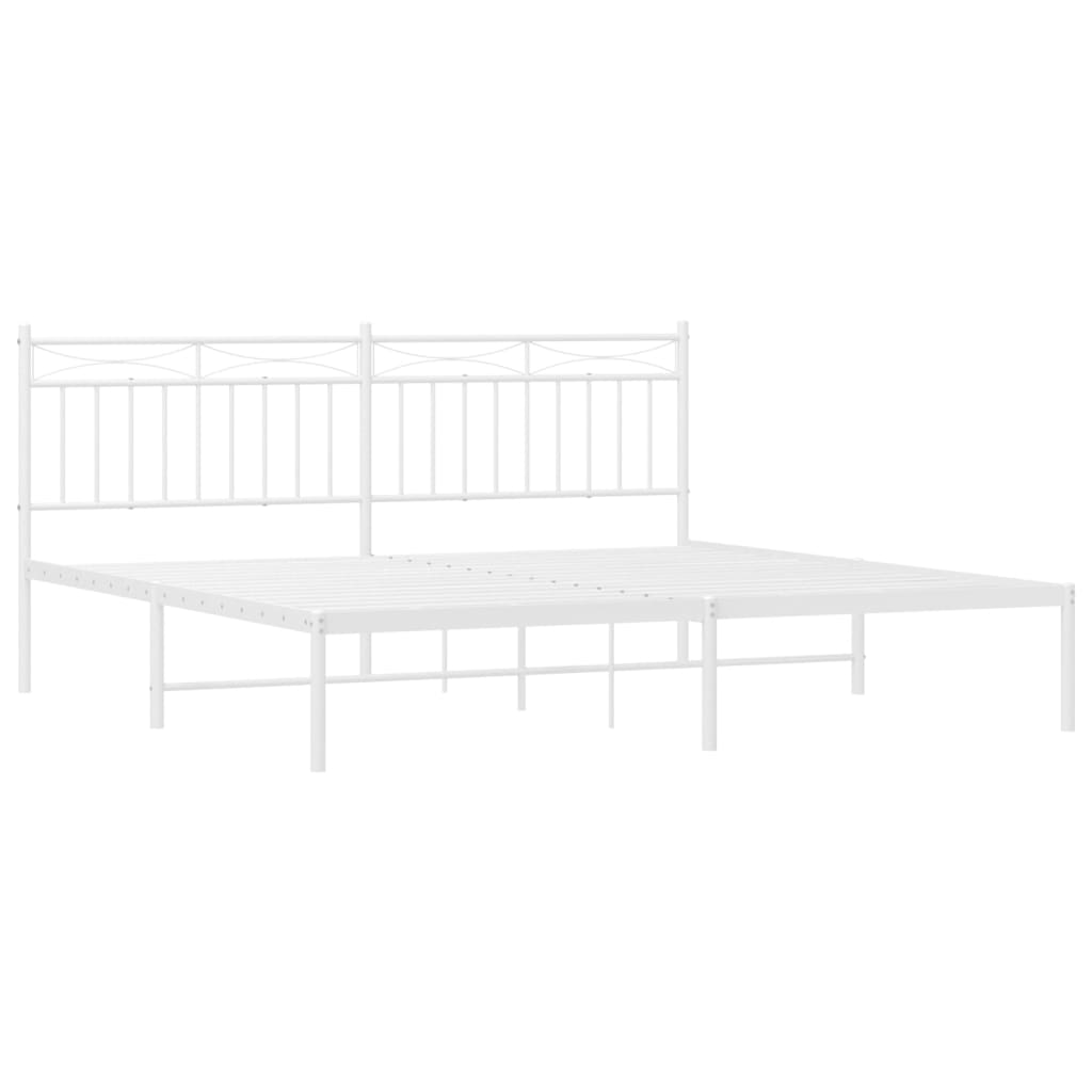 Bed frame with headboard metal white 180x200 cm