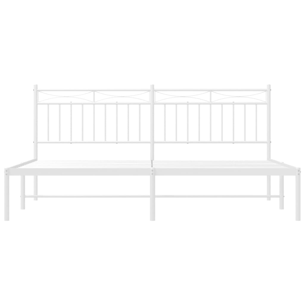 Bed frame with headboard metal white 180x200 cm