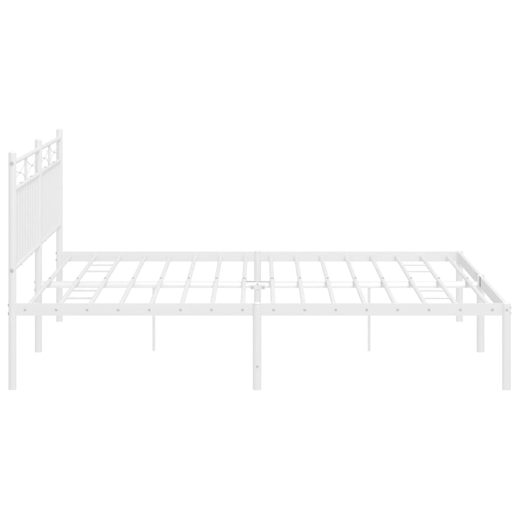 Bed frame with headboard metal white 180x200 cm