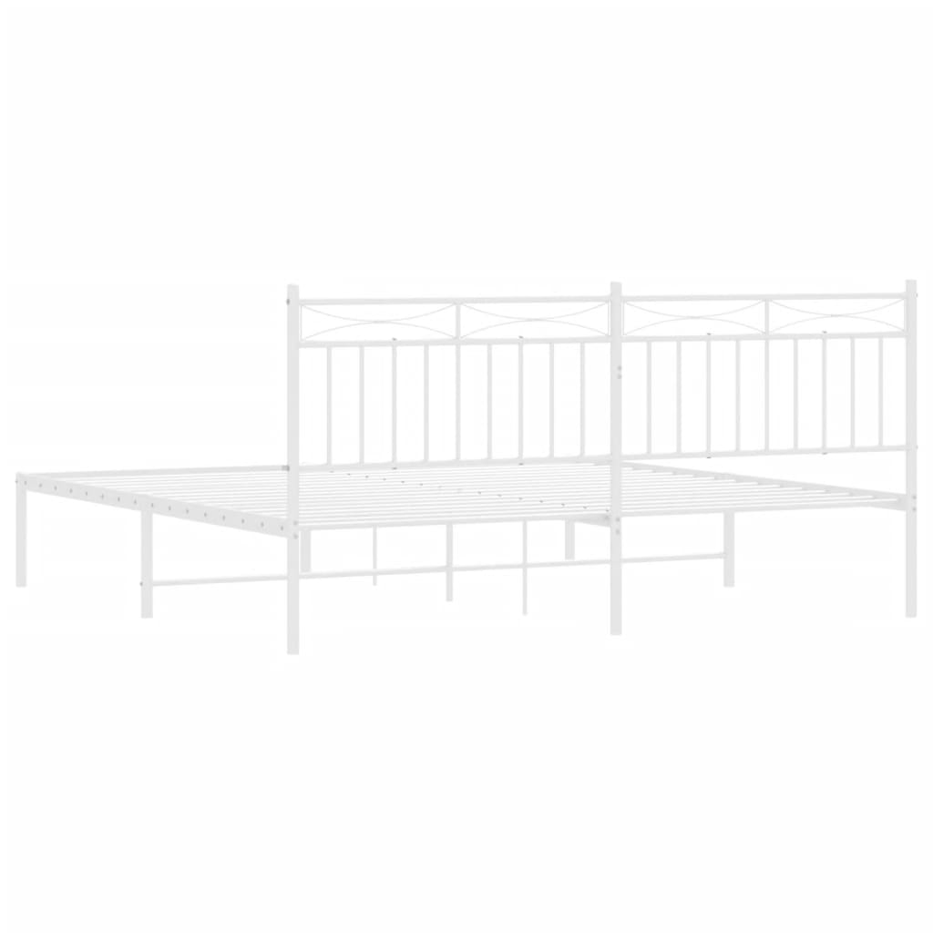 Bed frame with headboard metal white 180x200 cm