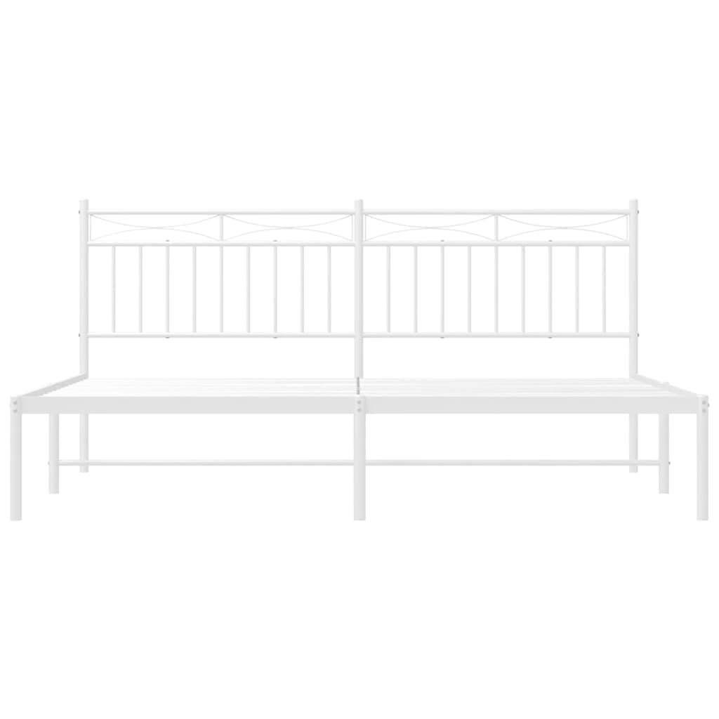 Bed frame with headboard metal white 183x213 cm