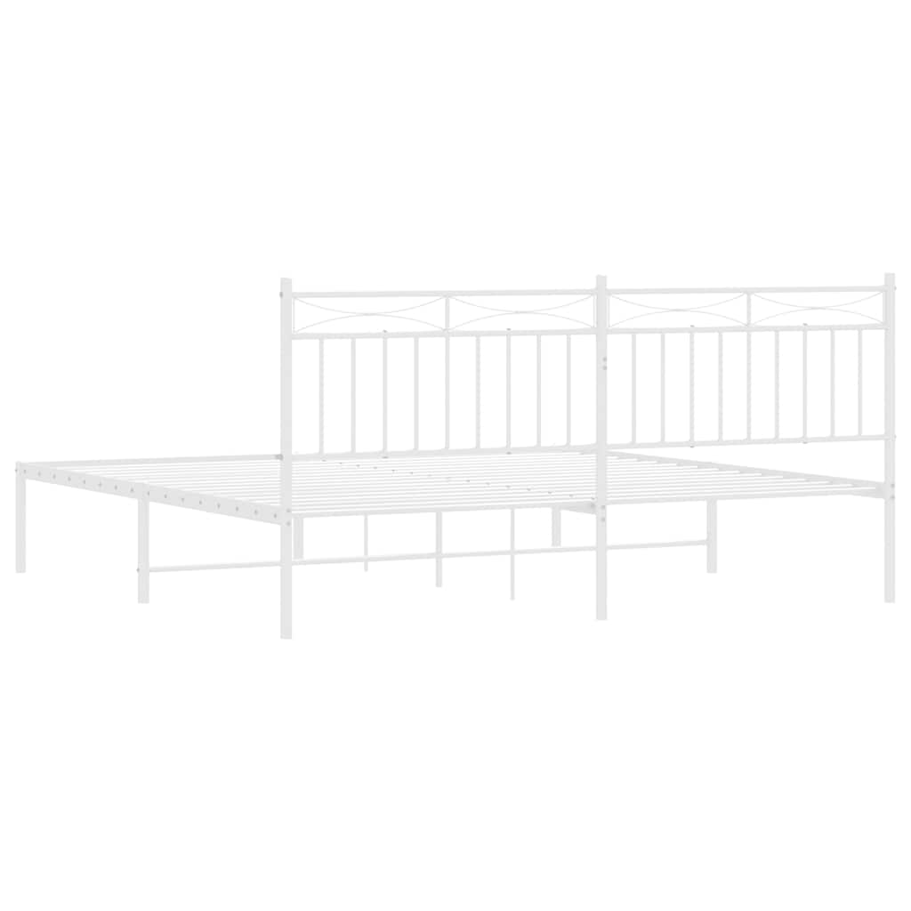 Bed frame with headboard metal white 183x213 cm