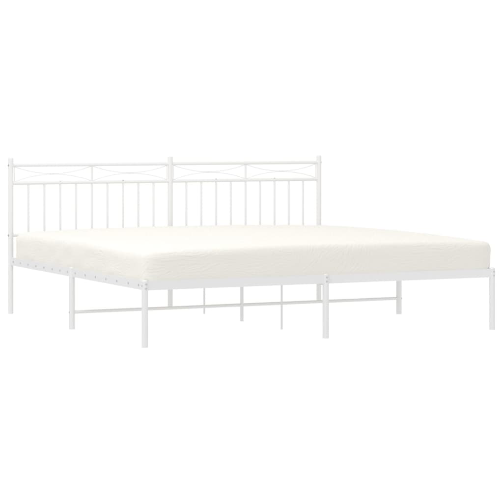 Bed frame with headboard metal white 200x200 cm