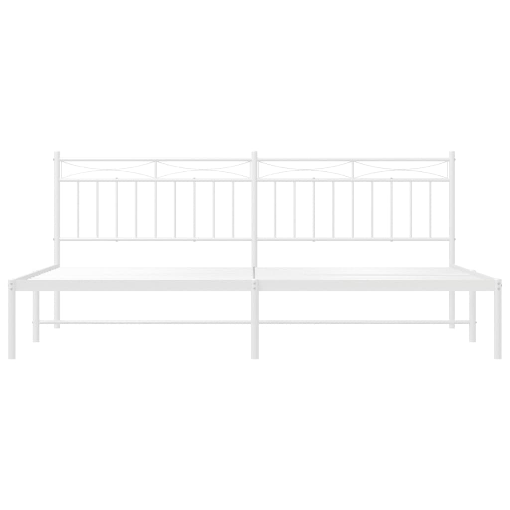 Bed frame with headboard metal white 200x200 cm