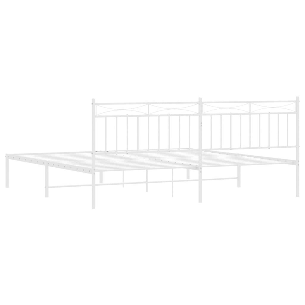 Bed frame with headboard metal white 200x200 cm